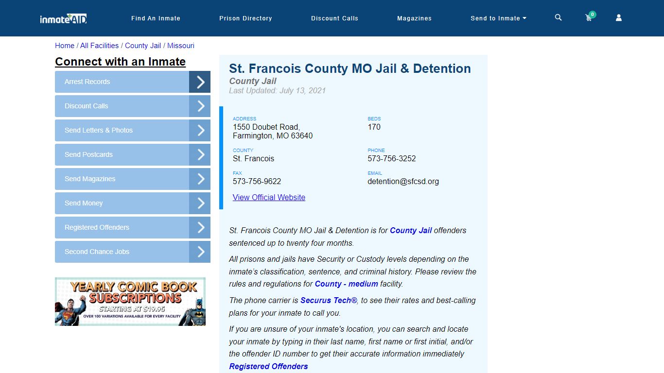 St. Francois County MO Jail & Detention - Inmate Locator